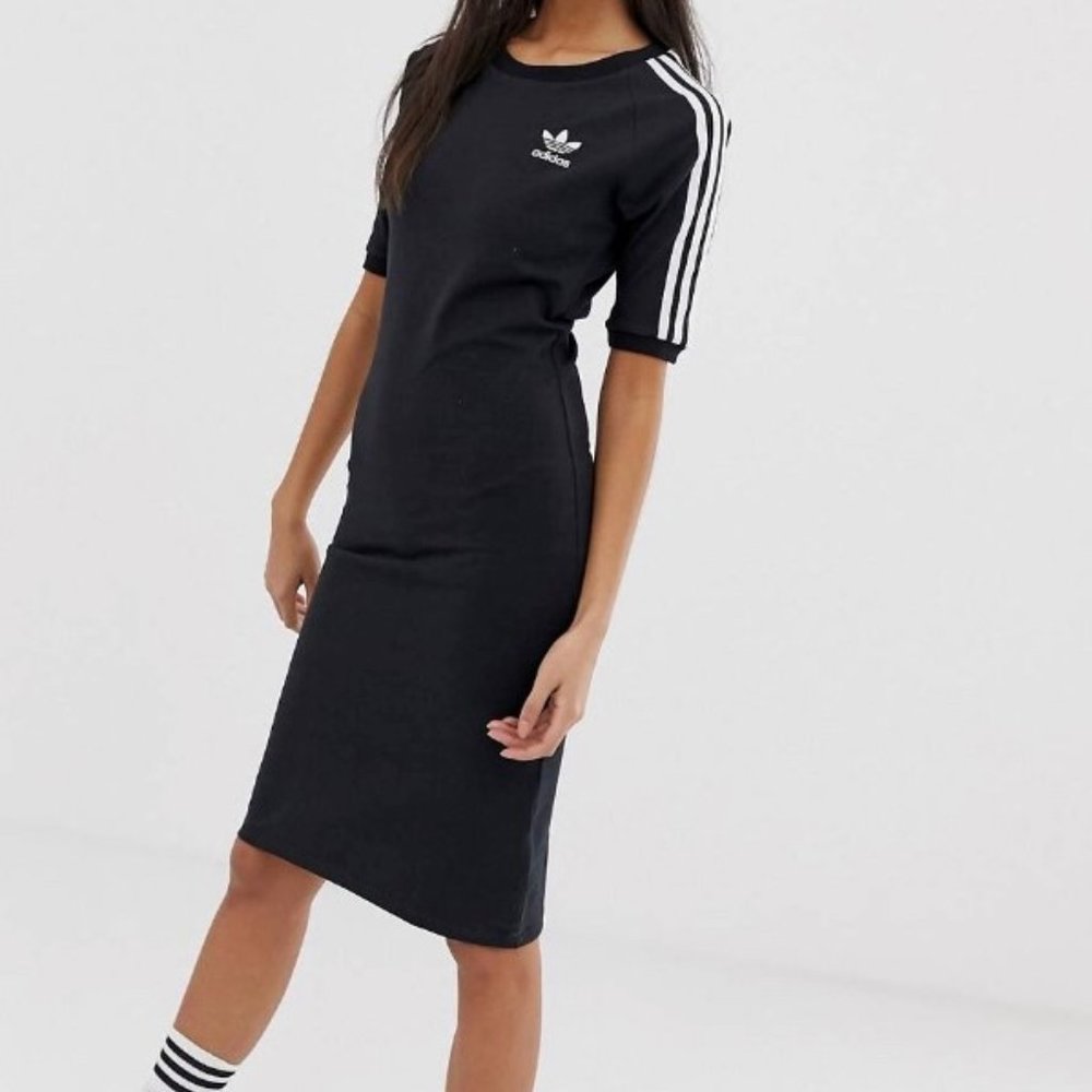 Adidas Original Three Stripe Midi Dress Black
